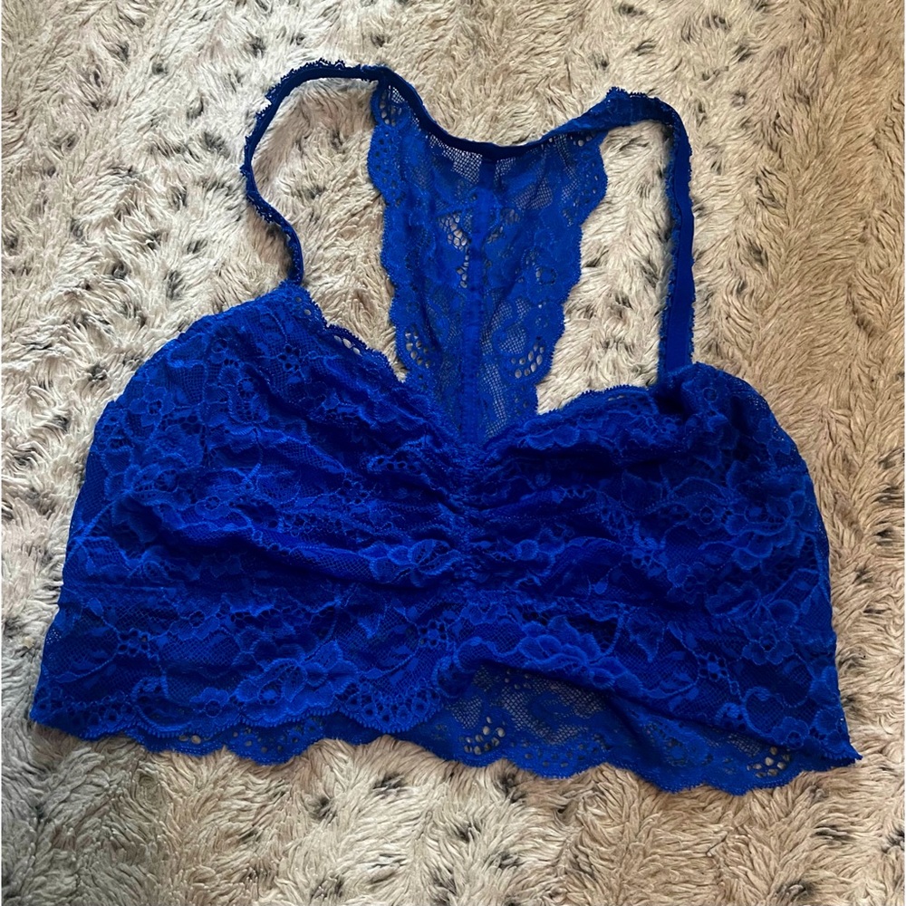 PINK Victoria's Secret Royal Blue Lace Racerback Bralette